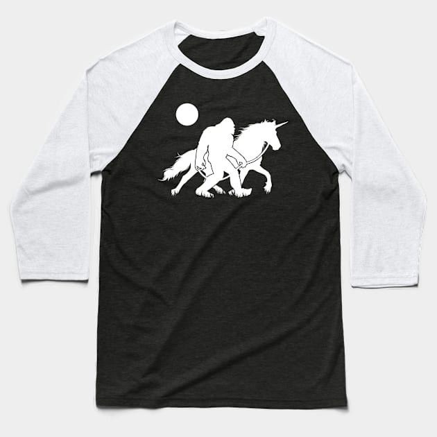 Bigfoot Unicorn Baseball T-Shirt by Tesszero